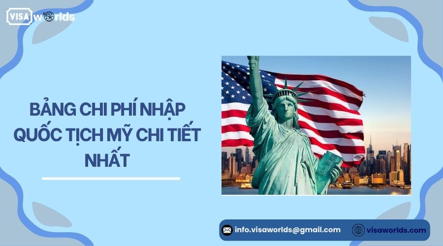 Bảng chi phí nhập quốc tịch Mỹ chi tiết nhất